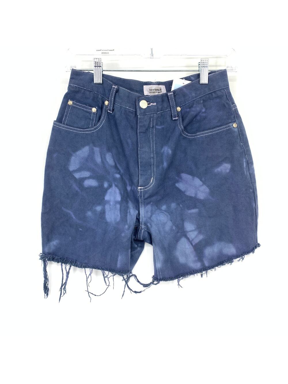Vintage Cut Off Jean Shorts Womens Size 25" Dark Blue Tie Dye Wash